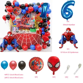 1Set Super Junak 3D Spiderman Marvel Balon Garland iz Lateksa Zračne Globos Rojstni Dekoracijo Baby Tuš Napihljivi Otroci Igrače