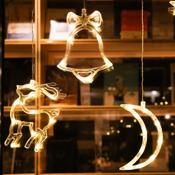 Praznik Luči Okno Sesalni Svetlobe LED Niz Luči Božič Santa Claus Snežaka Elk Pravljice Luči Soba Dekoracijo Garland