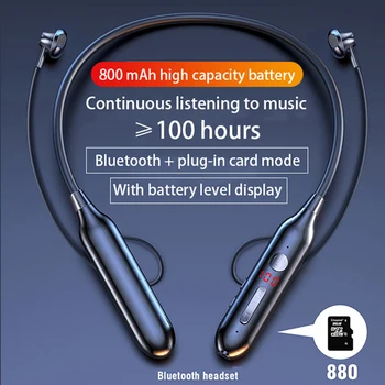 100Hours Predvajanje Glasbe TWS 5.0 Brezžična tehnologija Bluetooth Vratu-Vgrajena Slušalke Heavy Bass Udobno 9D Stereo Šport Slušalke Z Mikrofonom