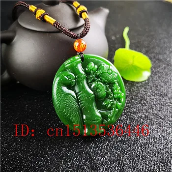 Naravni Zeleni Kitajski Papiga Vklesan Jade Obesek Cvet Ogrlica Čar Nakit Modni Srečo, Amulet Darila za Ženske Moški