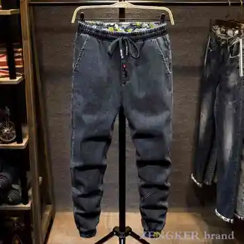 Pozimi plus žamet Harlan kavbojke 7XL 6XL moške mladinske vrvico hlače za moške hlač plima moške jeans hlače slim fit