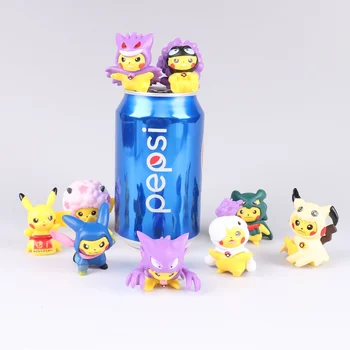 9Pcs/nastavi Pokemon figurenes lutka Pikachu Gashapon Moda Križ obleko mini slika model 4-5 CM otroci darilo za rojstni dan