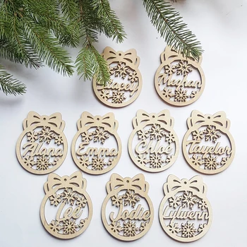 Po Meri Lesene Baubles Božič, Osebno Ime Ornament, Lasersko Rezanje Lesa Snežinka Dekoracijo, Po Meri Božično Darilo