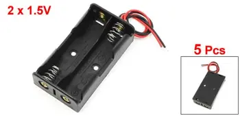 AA Baterije, Shranjevanje Primera Plastična Škatla Imetnik s Kablom Vodijo za 2 x AA 1,5 V Baterija Spajkanje Povezovanje Črna na Debelo