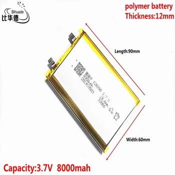 Visoka kakovost 3,7 V Litij-polimer 8000mAh 126090 Mehko paket baterija Power Bank Bluetooth Zvočniki Tablični DVD baterije