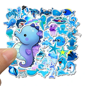 49PCS Ocean Živali Risanka Nalepke morski Pes, Otrok, Nalepke Za Dekleta Potovanje Primeru, Izposoja Laptop Notebook Anime Nalepke Set