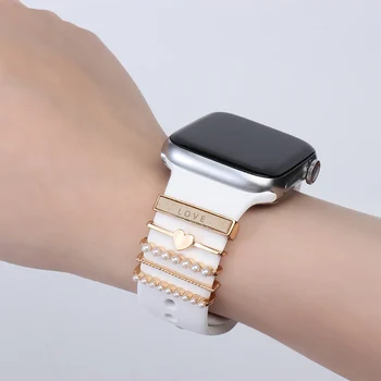 5 Kovine Čare Okrasni Obroč za Apple Watch Band Diamond Ornament Pametno Gledati Silikonski Trak Pribor za iwatch Zapestnica