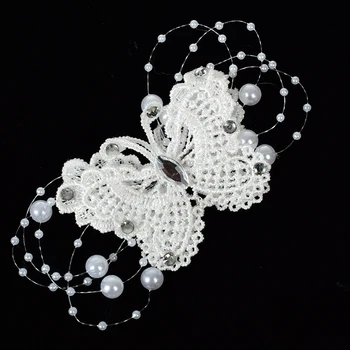 Čipke Kristalno Metulj Lase Posnetek Lady Poročni Nakit, Poročne Ročno Styling Pearl Posnetek Pin charmming lepa