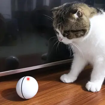 Pametna Mačka Interaktivne Igrače, Pisane LED Samostojno Vrtenje Žogo Z Catnip Bell in Pero Igrače USB Polnilne Mačka Muca Žogo Igrača
