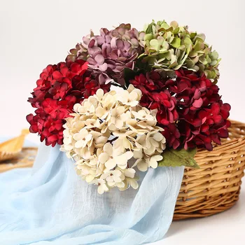 1pcs/veliko hydrangea umetne svile cvet poročni šopek poročni venec dekoracijo vaza domov DIY obrti strganje ponaredek cvet