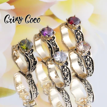 Nova Zasnova Hawaiian Obroč Cvet Polinezijski Samoa Vijolično Diamanti Nekaj Prst Obroči Moda Cirkon Debelo Jewelrys za Ženske
