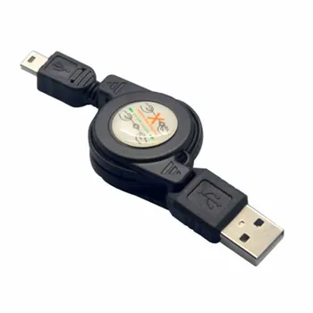 Vroča Črna Zložljive USB A Moški-Mini USB-B 5-Pin Polnjenje, Sinhronizacijo Podatkov Kabel NOVA