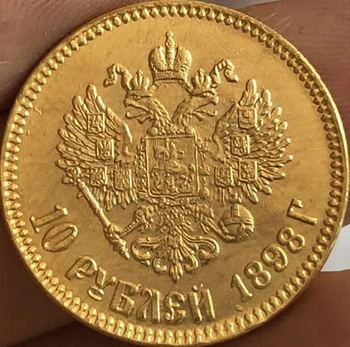 24-K pozlačen 1898-1911 rusija 10 Rubljih zlatega Kovanca za kopiranje