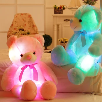 Svetlobna Plišastih Igrač prižgejo LED Pisane Žareče medvedek Polnjene Živali Lutka Otroci Božično Darilo za Otroke Dekleta