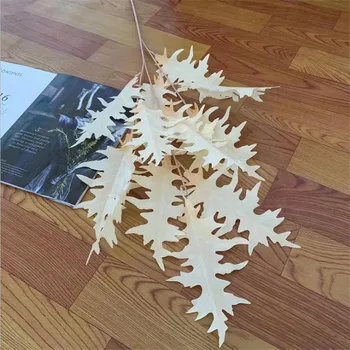 Ena Svile Koralni Listnate Veje Simulacije Jesen Hrast, Steblo za Poroko Doma Umetne Dekorativne Rastline Zelenja