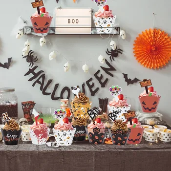 24/32Pcs Halloween Dekoracijo Cupcake Ovijalnike Čarovnica Bučna Spider Web Cupcake Toppers Za Halloween Party DIY Peko Torte Skodelice