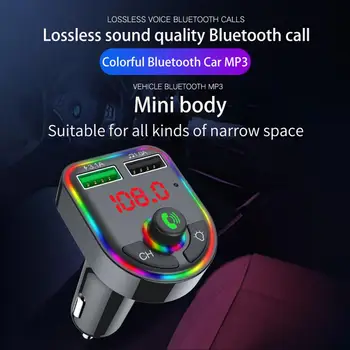 Onever FM Oddajnik Brezžični Modro-zob 5.0 Prostoročno uporabo v vozilu MP3 Predvajalnik Modro-zob Komplet FM Modulator Dvojni Polnilnik USB RGB Svetlobe
