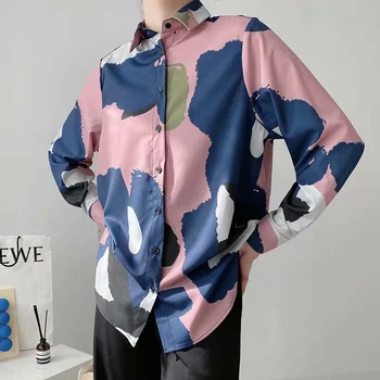 Fahison tie dye priložnostne bluzo za ženske River mozaik elegantna dolg rokav bluzo lady 2021 Letnik naravnost shirt ženski