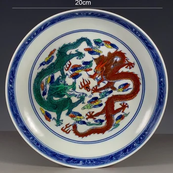 Modra In Bela Underglazed Rdeči Zmaj Vzorec Dekorativno Ploščo Znamke Leta Yongzheng v Qing Dinastije