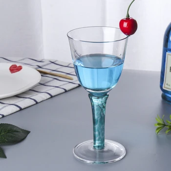 1Pcs Letnik Cocktail Očala Ustvarjalne Steklena Kozarca Vina, Domačo Zeleno, Modro Ognjeni Tulipanov Kozarec Rdečega Vina Stekla