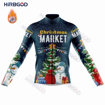 HIRBGOD 2022 Božično Zimski Flis Long Sleeve Kolesarjenje Jersey Moški Tovarne Neposredno Prodajo Endurable Kolesarski Dres TYZ1211-11
